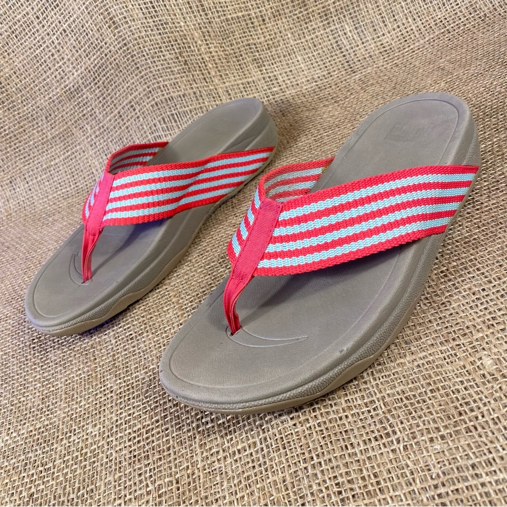 Fitflop Clog Sandals Slides Wedge Raspberry Tan G… - image 2